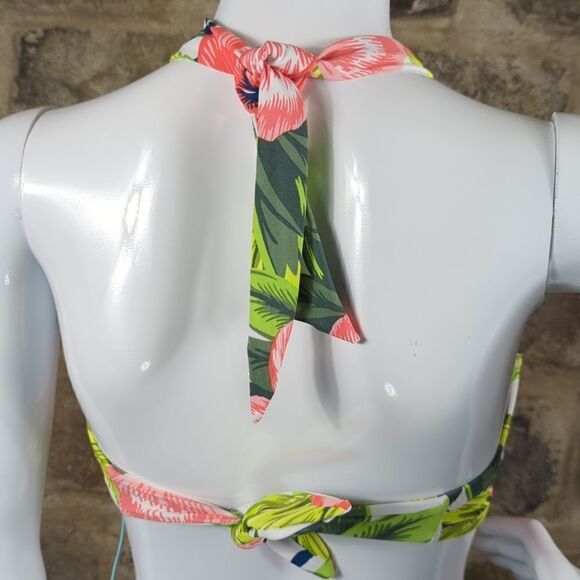 KONA Sol tropical floral print halter bikini top woman's‎ Size small NEW padded - Picture 7 of 13
